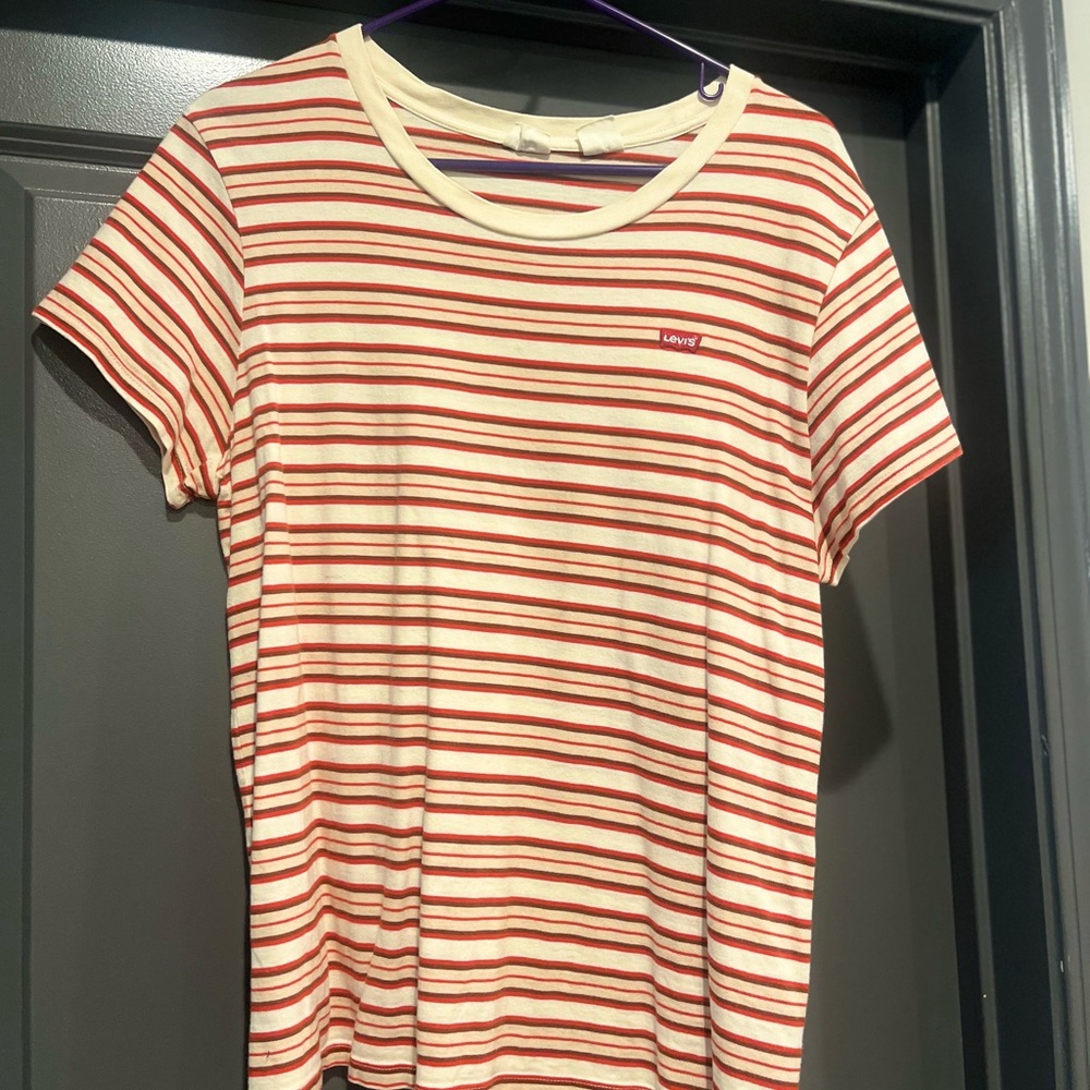 Levi's Red and White Striped T-Shirt